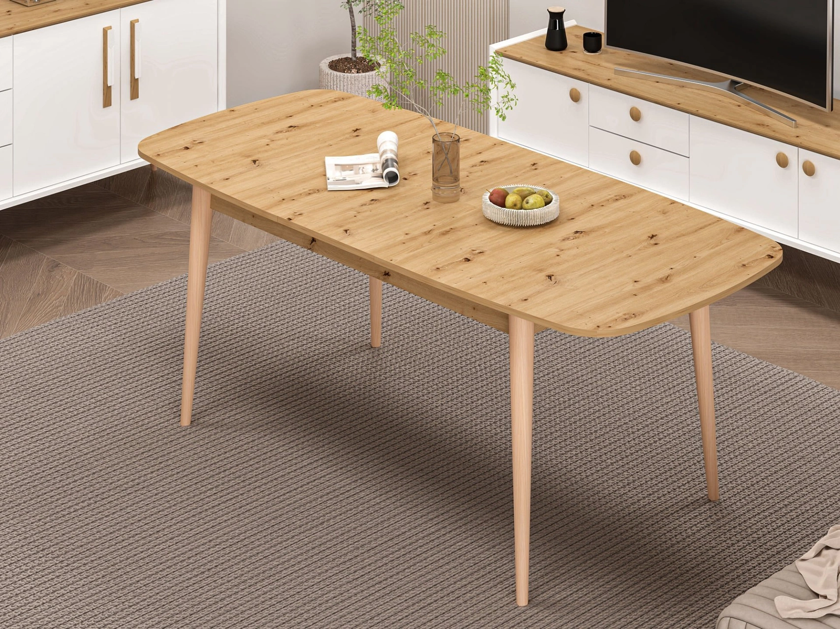 Mitra Açılır Yemek Masası - Artisan/ahşap Ayak Çok Renkli