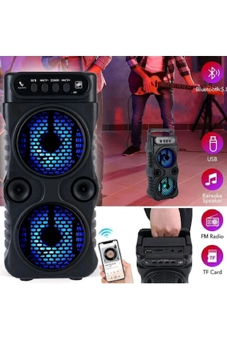 Karaoke Bluetooth Kablosuz Hoparlör Mikrofonlu 5wx2 Ses Bombası Siyah