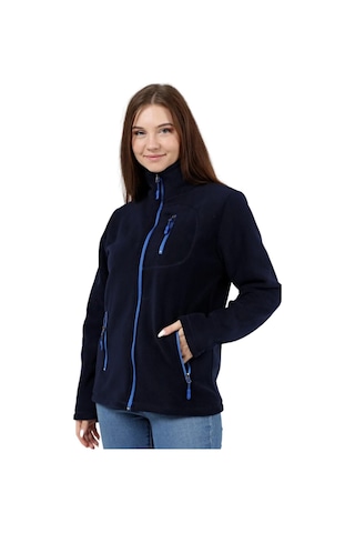 Genıus Store Store Kadın Polar Tam Fermuarlı Outdoor 3 Cepli Spor Polar Ceket Lacivert