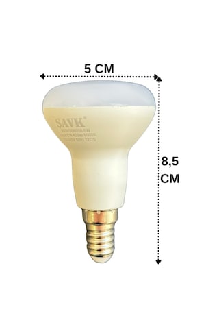6 Adet Şavk 6w 37w Beyaz Işık 6500k E14 Duylu İnce Duy Led R50 Ampul