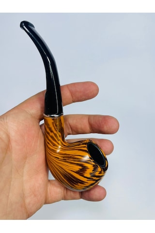 Ahşap Görünümlü Çizgili Pipo 2parça //13cm