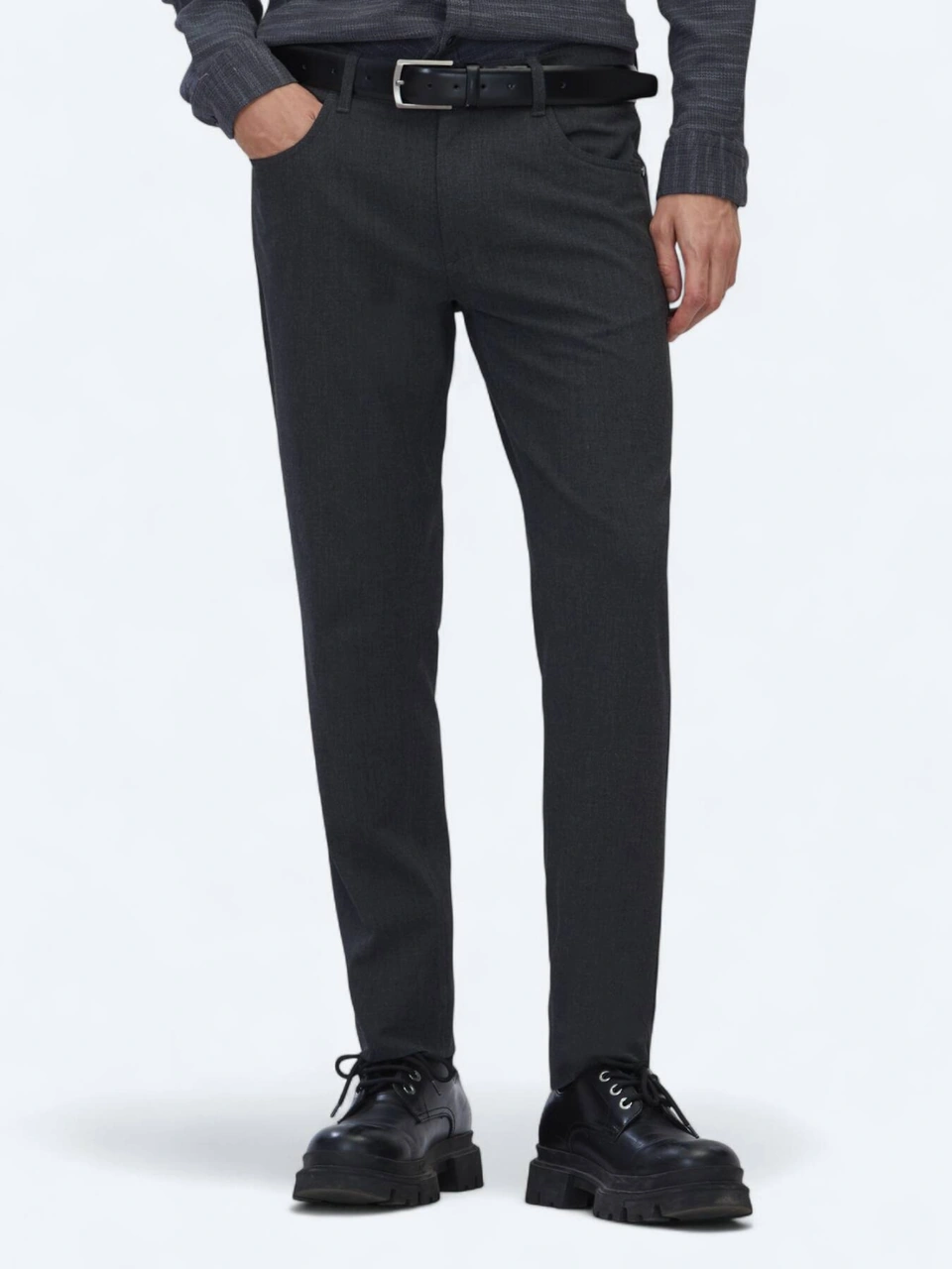 Kip Antrasit Dokuma Slim Fit Casual Pantolon Antrasit