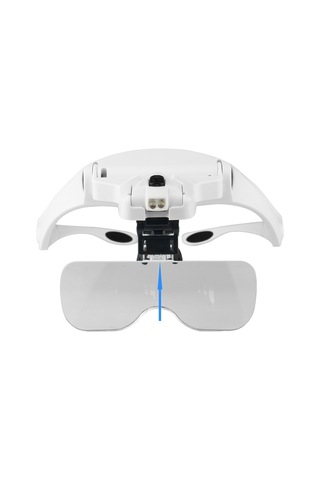 Geeksen 5 Lens 1.0x-3.5x Ayarlanabilir Baş Bandı Büyüteç Gözlük 2 Led Işıklı Büyütme Aleti