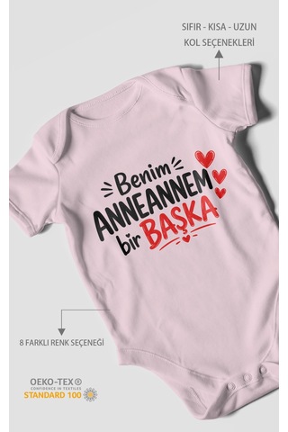 Morivokids Anneannem Bir Başka Kısa Kollu Bebek Body %100 Pamuk Bebe Pembe