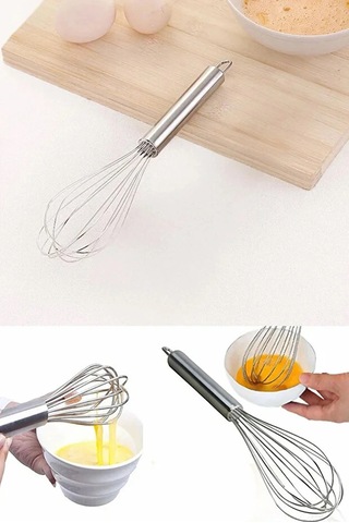 Paslanmaz Çelik 25cm Çırpıcı Yumurta Süt Karıştırıcı Hamur Çırpıcı Metal Saplı Lüx Çırpıcı Renkli