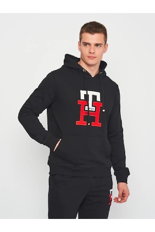 Tommy Hilfiger Erkek Kapşonlu Sweatshirt Siyah