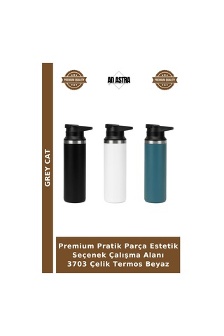 Premium Pratik Parça Estetik Seçenek Çalışma Alanı 3703 Çelik Termos Beyaz Çok Renkli