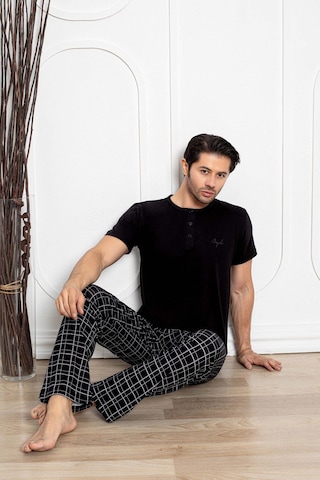 Aydoğan Erkek Civan Modal Kısa Kol Siyah Pijama Takım 7707 Siyah