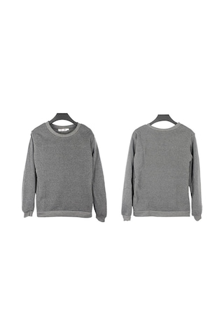 Dolıty Uzun Kollu Bisiklet Yaka Kazak Unisex Kapşonlu Polar Gri