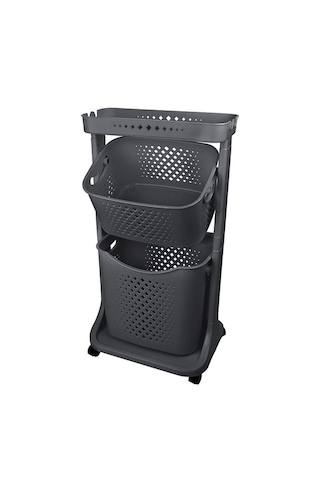 İki Katlı Tekerlekli Çok Amaçlı Sepet - Sebzelik