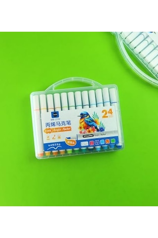 24 Renk Akrilik Marker Kalem Seti 124-Pembe