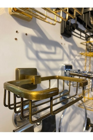 İsaoğlu Yapı Mat Gold Süngerlik Antik Gold Sabunluk Pirinç Malzeme Şampuanlık Gold
