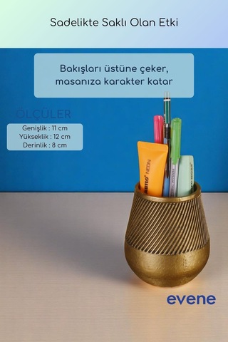 Kalemlik Masa Kalemliği Organizer Kalemlik Altın Eskitme Renk Model 89 Çok Renkli