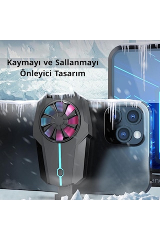 Telefon Soğutucu Fan Hava Soğutmalı Cep Telefon Soğutucu Radyatör 3 Kademe 800mah Bataryalı Şarjlı