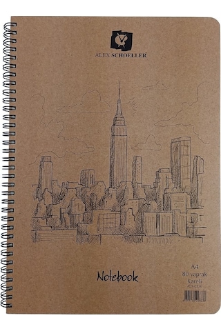 Alex Schoeller A4 80yp Kraft Kapaklı Not Defteri Kareli / Alx.033 Diğer