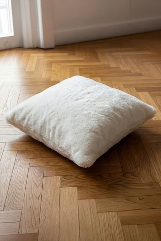 Elart Rabbit Kırlent Kılıfı Peluş Dekoratif 43x43 Cm Ekru Ekru