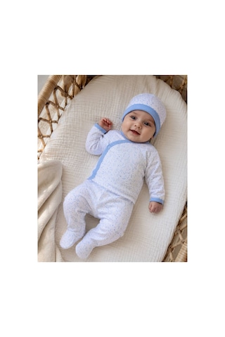 H&c Coolboy Yenidoğan Yıldız Desenli 3'lü Hastane Çıkışı Seti %100 Pamuk Patikli Mavi Yıldız Desenli 3-6 Ay