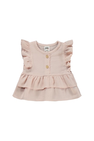 Civil Baby Düğmeli Düz 6-18 Ay Takım - Pudra