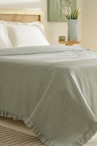Karaca Home Maye %100 Pamuk Fırfırlı Çift Kişilik Tek Pike Mint Mint