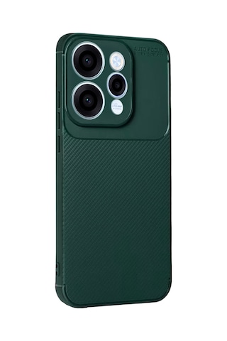 Oppo Reno 15 F / Fs Uyumlu Kılıf Karbon Tasarım Kamera Korumalı Silikon Telefon Kılıfı Kapak Koyu Yeşil