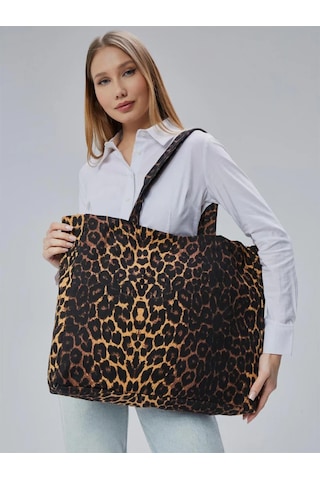 Çınar Bez Çanta Geçişli Leopar Desen Büyük Boy Çanta - Standart