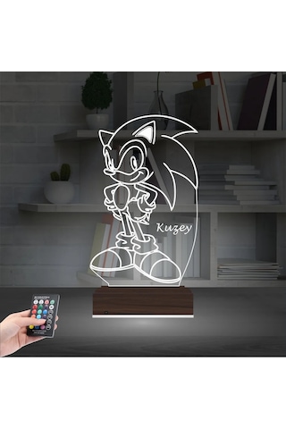 Luvivia Sonic Çocuk Odası Hediye Kişiye Özel 3d Lamba - Masa Gece Lambası Şeffaf