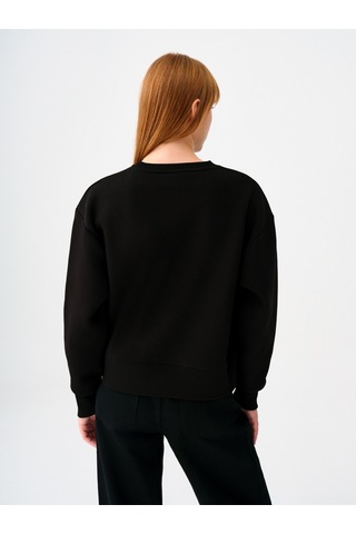 Long Crop Kadın Sweatshirt Siyah