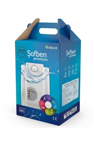 Aura Premium Elektrikli Banyo Şofbeni 105pr Bakır Rezistans Montaj Dahil