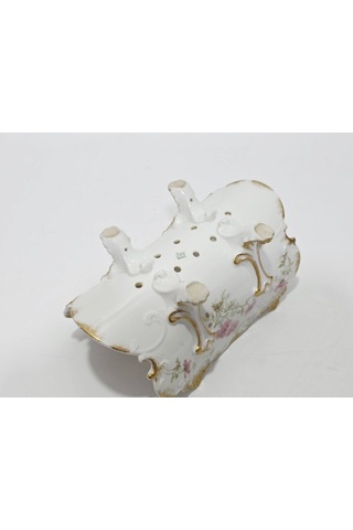 Gda Çiçek Desenli Porselen Kuşkonmaz Sunum Tabağı 22,5x13x10,5cm Çok Renkli