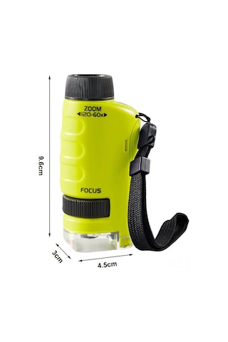 Aubyhe Yeşil Mini Mikroskop 60-120x Büyütme, Led Işık, Hassas Odaklama, Abs Malzeme, Öğrenci Doğa Gözlemi Oyuncak