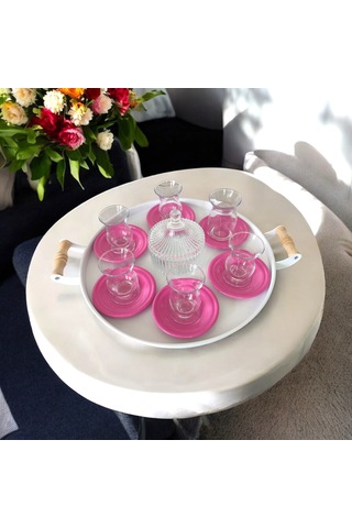 Çay Tabağı-bardak Altlığı-metal Koyu Pembe Çay Tabağı-paslanmaz K Koyu Pembe