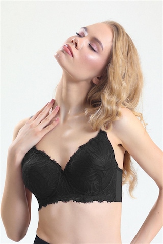 Magic Form 5685 Kadın Dantelli Süngerli Büyük Beden Toparlayıcı Sütyen-siyah Siyah