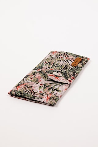 Fabric Craft Bag Kadın Kumaş Cüzdan Duck Kumaş Tropikal Desenli Kartlık Fermuarlı Uzun Cüzdan Haki Yeşil