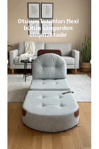 Viscolog Comfort Yeni Nesil Bohem Tekli Koltuk,legom Yataklı Katlanır Berjer,yer Yatağı, Modüler,65x75 85cm Düz Gri