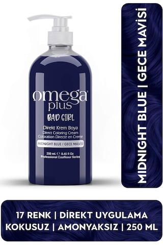 Omega Plus Bad Girl Gece Mavisi Amonyaksız Renkli Saç Boyası 250ml
