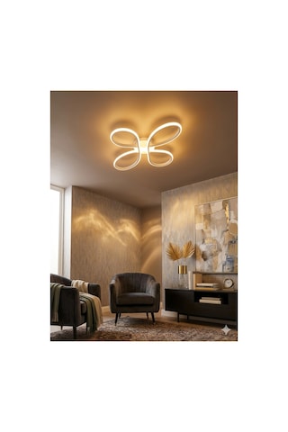 Yüksek Aydınlatmalı Yonca Model Beyaz Rengi Tavana Yapışık Plofonyer Modern 3 Renk Led