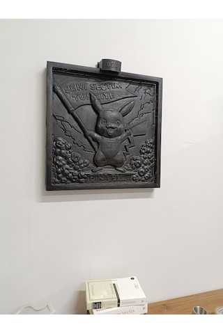 Seni Seçtim Türkiye Pikachu Temalı Işıklı Kabartma Tablo Siyah