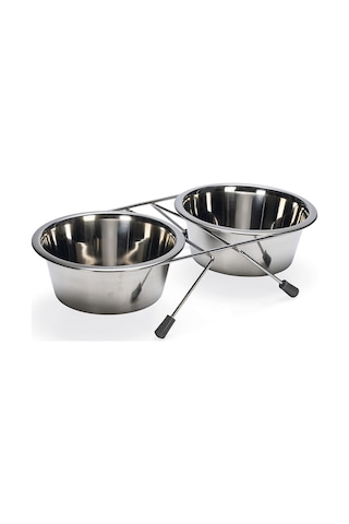 Beeztees Köpek İkili Mama Su Kabı, Paslanmaz Çelik, 16cm, 2x900ml