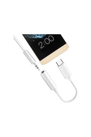 Ayex TYP-C İçin Kulaklık ve Mikrofon Adaptörü Beyaz 3.5 MM