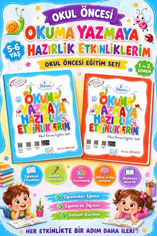 Okul Öncesi Okuma Yazmaya Hazırlık Etkinliklerim Seti 2 Kitap