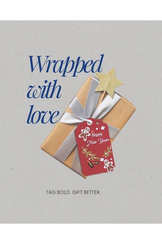 Yılbaşı Happy New Years Yazılı Hediye Etiketi, Yeniyıl Paketleme