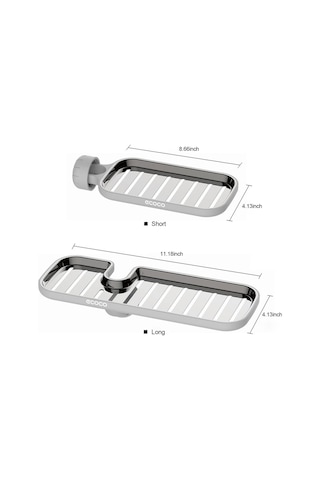 Padalink Gri Kısa Tip Paslanmaz Çelik 360 Döner Musluk Rafı - Su Tüpü İçin, Delme Yok, Su Akışı, Sponge/şampuan Depolama Gri