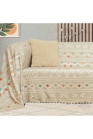 Latuda Concept SoftMicro Etnik ve Zikzak Desenli Boho Koltuk Örtüsü , Kanepe Örtüsü , Koltuk Şalı 130 x 180 CM