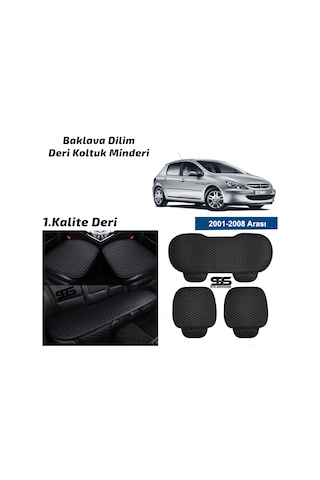 Peugeot 307 2001-2008 Siyah Deri Oto Koltuk Minderleri