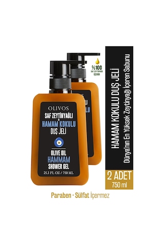 Olivos Doğal Zeytinyağlı Hamam Kokulu Banyo ve Duş Jeli 2 x 750 ML
