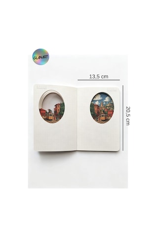 Hediyelik Lüks Oval Desen Kesimli Çizgisiz Not Hatıra Defteri 60 Yaprak 13,5x20,5 Cm İstanbul