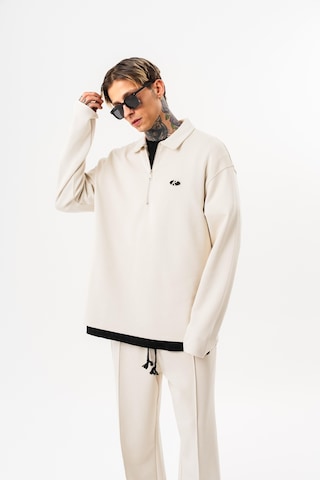 Respire Erkek Yarım Fermuarlı Modal Sweatshirt Ekru