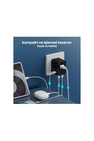 Universal Seyahat Adaptörü, 25w Gan Hızlı Şarj, 2x Usb-c + 1x Usb-a, Universal Travel Adapter, Priz Dönüştürücü, 200+ Ülke , Çoklu Cihaz Şarj, Kompakt Tasarım