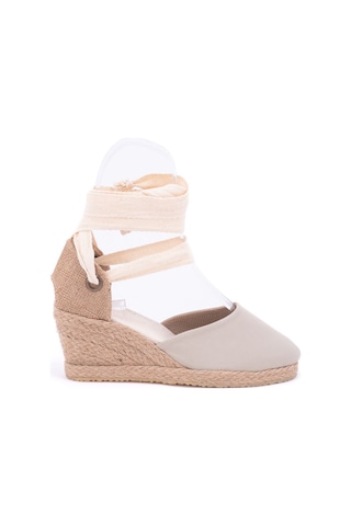 Star Tombis Gerçek Elişi Ipli Bej Hasır Dolgu Topuk Keten Hasır Espadril Handmade Bej