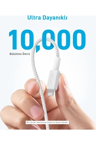 Anker 322 Usb-c To Lightning 1.8 M MFI Lisanslı Şarj ve Data Kablosu Beyaz